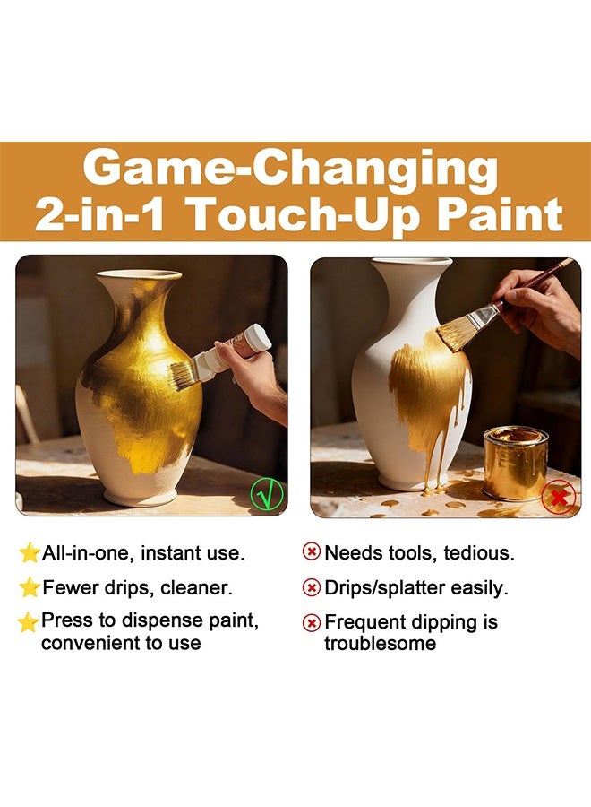 ASHILE Gold Leaf Brush Paint, Liquid Gold Leaf Paint 180g, 2 in 1 Paint for Art Painting, Handcrafts, Canvas, Wood, Fabric, Ceramic, Non-Toxic, Non-Fading Rock, Ideal for Kids, Artist & Beginners - Image 4